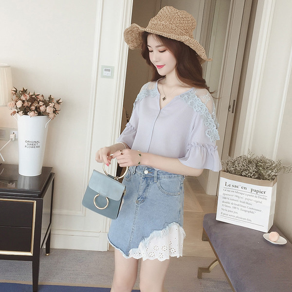 Κυρίες καθημερινή πολύ απαλή πουκάμισο με δαντέλα