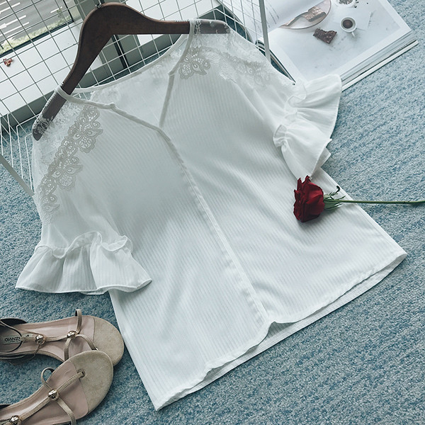 Κυρίες καθημερινή πολύ απαλή πουκάμισο με δαντέλα