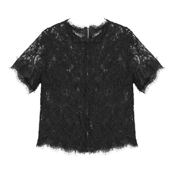 Μεγάλη κυρίες δαντέλα μπλούζα με μακριά μανίκια και πίσω φερμουάρ