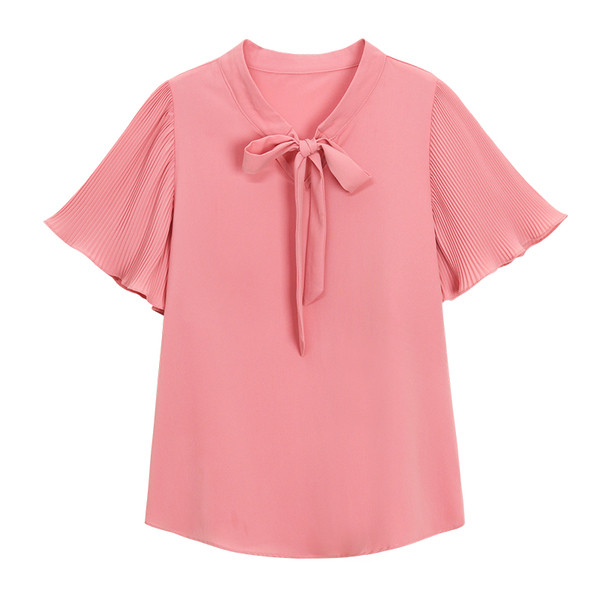 Μεγάλη κυρίες σιφόν πουκάμισο με κοντά μανίκια σε τρία διαφορετικά χρώματα