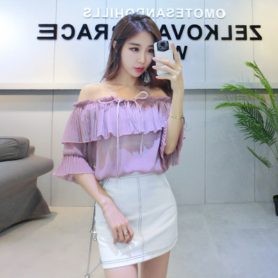 Σύγχρονες γυναίκες σιφόν μπλούζα με βολάν