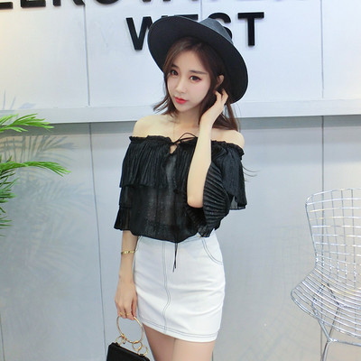 Σύγχρονες γυναίκες σιφόν μπλούζα με βολάν