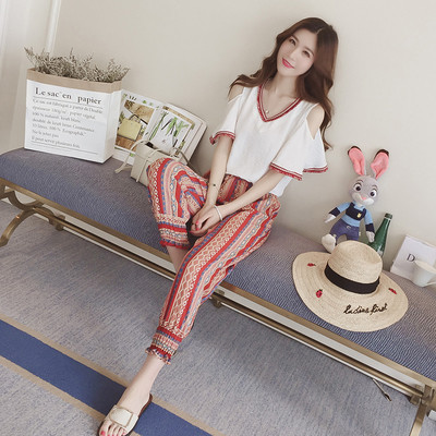 Μεγάλη κυρίες δύο τεμαχίων κοστούμι περιλαμβάνει παντελόνι και μπλούζα κοντό μανίκι σχέδια shalvarest πολύ ευγενής κυρίες και έν