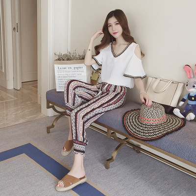 Μεγάλη κυρίες δύο τεμαχίων κοστούμι περιλαμβάνει παντελόνι και μπλούζα κοντό μανίκι σχέδια shalvarest πολύ ευγενής κυρίες και έν