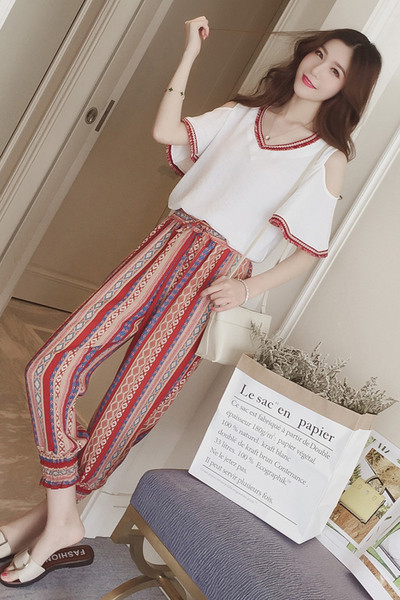 Μεγάλη κυρίες δύο τεμαχίων κοστούμι περιλαμβάνει παντελόνι και μπλούζα κοντό μανίκι σχέδια shalvarest πολύ ευγενής κυρίες και έν