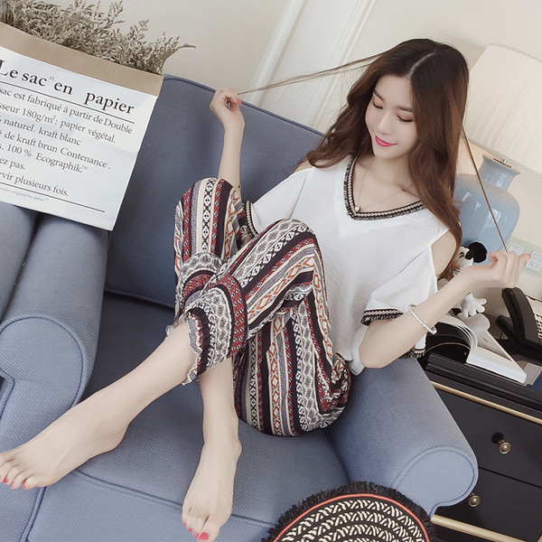 Μεγάλη κυρίες δύο τεμαχίων κοστούμι περιλαμβάνει παντελόνι και μπλούζα κοντό μανίκι σχέδια shalvarest πολύ ευγενής κυρίες και έν