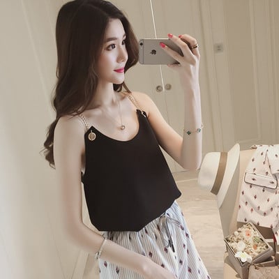 Елегантен дамски потник в пет различни цвята със златисти презрамки