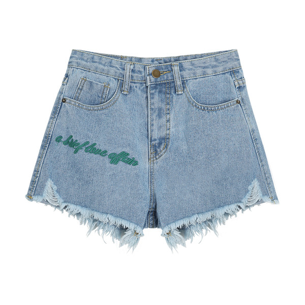 σορτς σύντομο καλοκαίρι γυναικών με broderiyka και κρόσσια στα πόδια