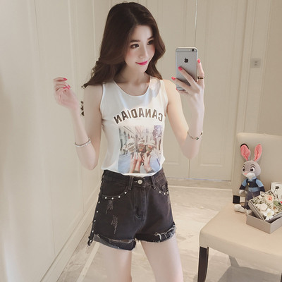 Οι γυναίκες απλό γιλέκο με την επιγραφή και εκτύπωση σε τρία χρώματα