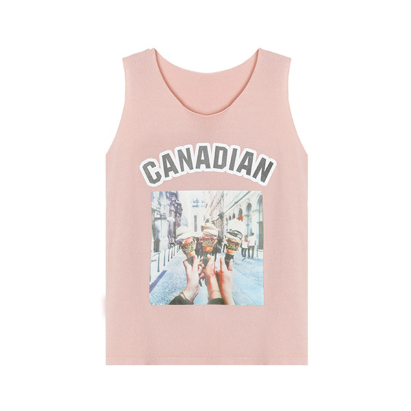 Οι γυναίκες απλό γιλέκο με την επιγραφή και εκτύπωση σε τρία χρώματα