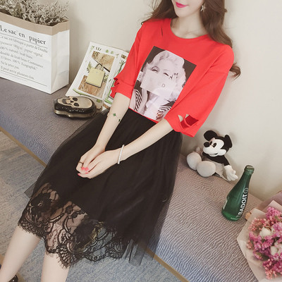 Καθημερινά κυρίες μπλούζα με μανίκια 3/4 τρύπες και πολύ φρέσκο σφραγίδα