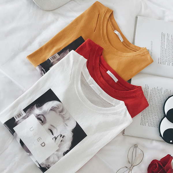 Καθημερινά κυρίες μπλούζα με μανίκια 3/4 τρύπες και πολύ φρέσκο ​​σφραγίδα