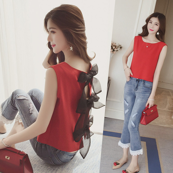 κομψό γιλέκο Awesome Γυναικών με πολλές όμορφες κορδέλες στο πίσω μέρος