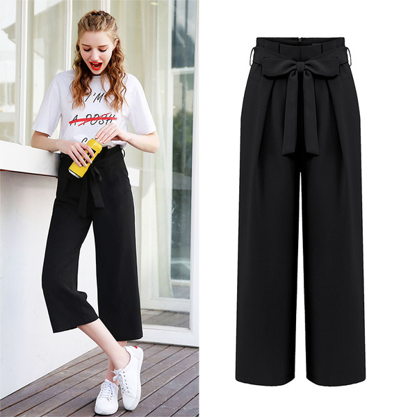 Οι γυναίκες περιστασιακή παντελόνι με υψηλή μέση και μια όμορφη κορδέλα