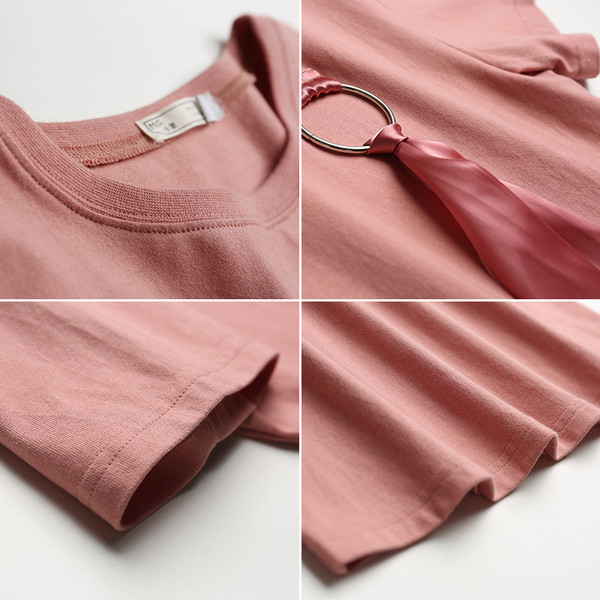 Μπλούζες με κοντό μανίκι και δαχτυλίδι με κορδέλα κρέμονται