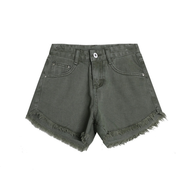 σορτς σκούρο πράσινο άνετα των γυναικών με κρόσσια