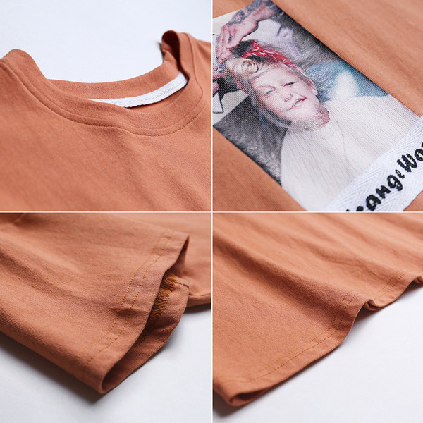 καθημερινή σπορ πουκάμισο γυναικών με κοντά μανίκια και εκτύπωσης