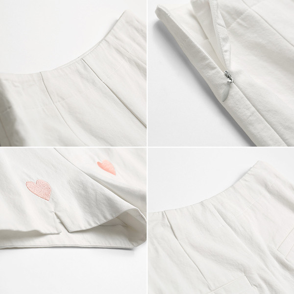 Οι γυναίκες ευρεία σορτς με όμορφα κεντήματα ροζ καρδιές