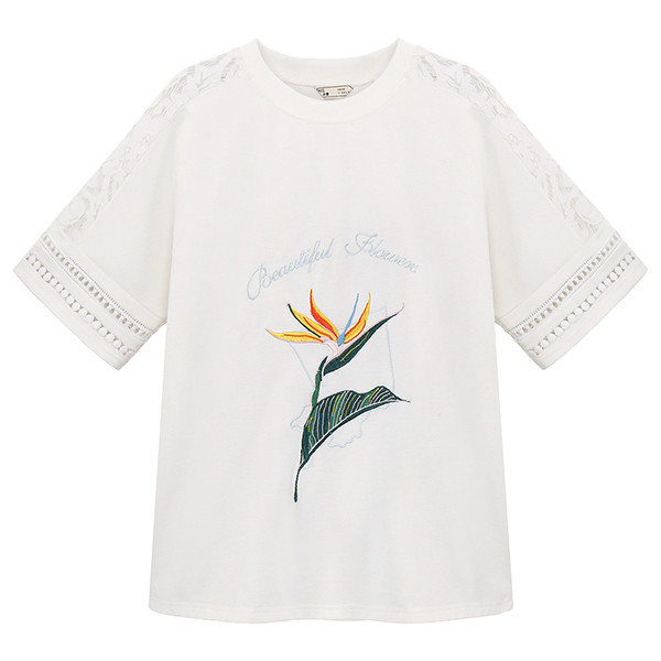 Λευκή μπλούζα με μακριά μανίκια και πολύ ενδιαφέρουσα εφαρμογή