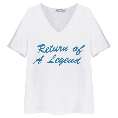 Καθημερινά shirt με κοντά μανίκια και V-λαιμό με ένα μπλε