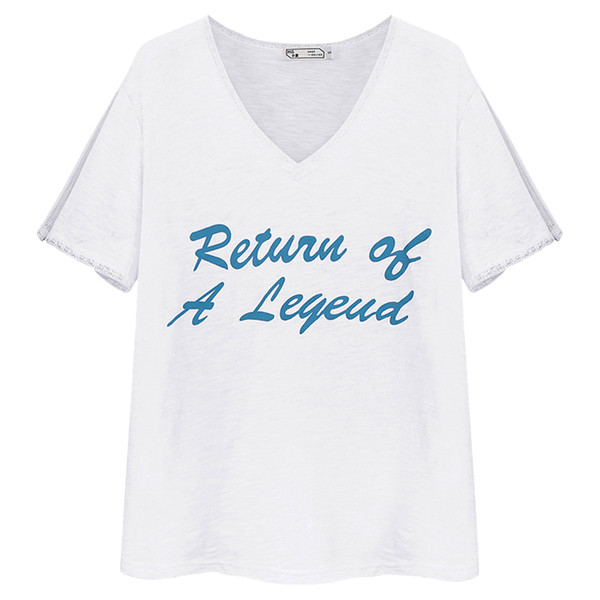 Καθημερινά shirt με κοντά μανίκια και V-λαιμό με ένα μπλε