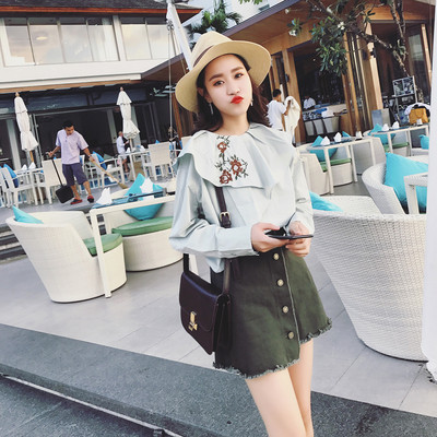 φούστα Ασυνήθιστο κυρίες μοτίβο με τα κουμπιά κάτω από το μπροστινό σε 3 χρώματα