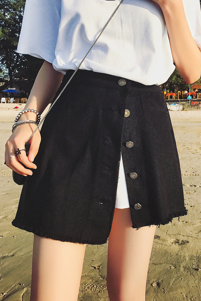 φούστα Ασυνήθιστο κυρίες μοτίβο με τα κουμπιά κάτω από το μπροστινό σε 3 χρώματα