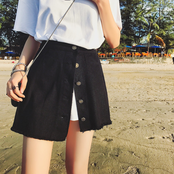 φούστα Ασυνήθιστο κυρίες μοτίβο με τα κουμπιά κάτω από το μπροστινό σε 3 χρώματα