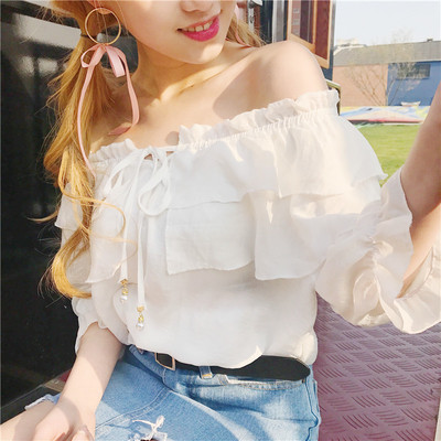 Κυρίες μπλούζα με έναν ώμο και μανίκι 3/4