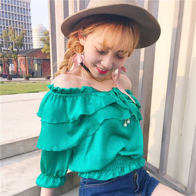 Κυρίες μπλούζα με έναν ώμο και μανίκι 3/4