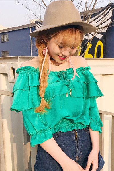 Κυρίες μπλούζα με έναν ώμο και μανίκι 3/4