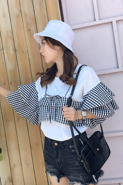 μπλούζα Φρέσκα κυρία σε δύο μέρη σε τρία διαφορετικά χρώματα