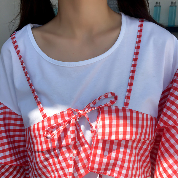 μπλούζα Φρέσκα κυρία σε δύο μέρη σε τρία διαφορετικά χρώματα