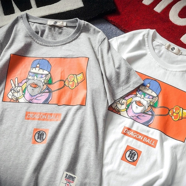 Καθημερινά T-shirt με κινούμενα σχέδια εκτύπωσης σε λευκό και γκρι