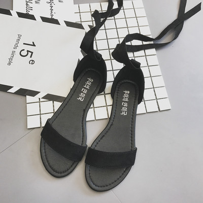 Κυρίες χαμηλά σανδάλια με αστράγαλο κορδέλα όμορφη τύπου κούμπωμα