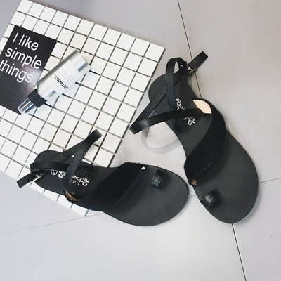 Дамски ежедневни сандали с ниска подметка и велурени презрамки