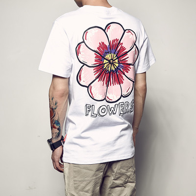 shirt των ανδρών βαμβάκι με ένα όμορφο απλικέ (λουλούδι) στο πίσω μέρος