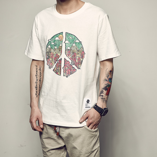 πουκάμισο Καθημερινά οι άνδρες με κοντά μανίκια και πολύχρωμο εκτύπωση