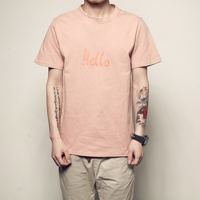 Οι άνδρες ριγέ T-shirt «Hello» σε τρία διαφορετικά χρώματα