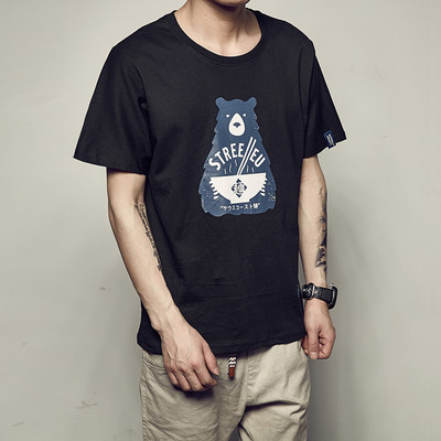 shirt των ανδρών βαμβάκι με κοντά μανίκια και στο λαιμό κολάρο