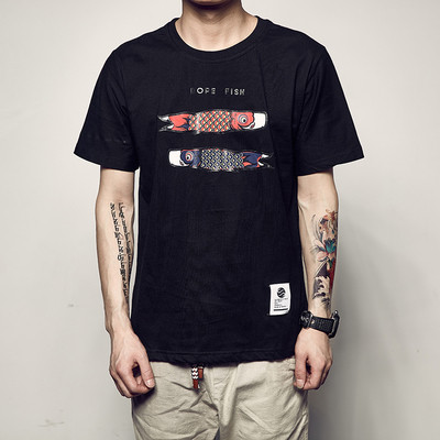 shirt των ανδρών βαμβάκι με κοντά μανίκια και χρωματιστά ενδιαφέρουσα εφαρμογή