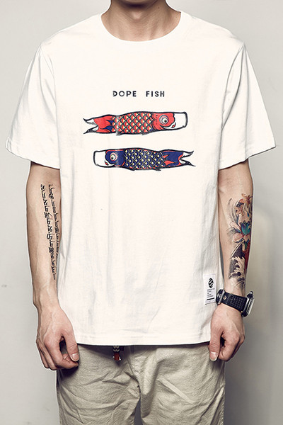 shirt των ανδρών βαμβάκι με κοντά μανίκια και χρωματιστά ενδιαφέρουσα εφαρμογή