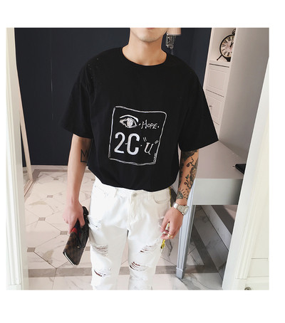 Τρέχουσα αρσενικό μεγάλη μπλούζα σε δύο χρώματα και πολύ ενδιαφέρουσες επιγραφές