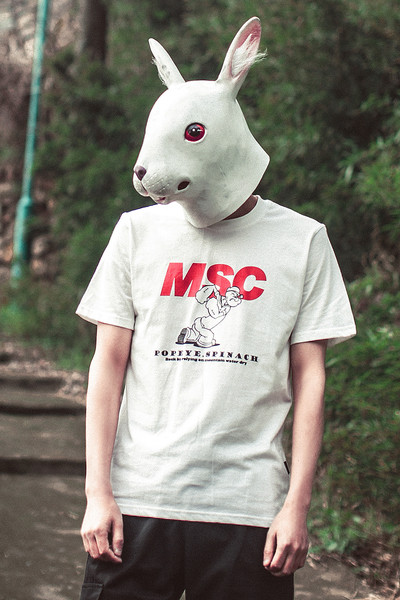 Αντρικά λευκό T-shirt με παράσταση του «Popeye»