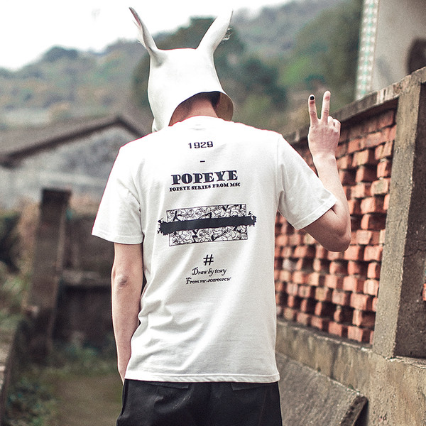 Αντρικά λευκό T-shirt με παράσταση του «Popeye»