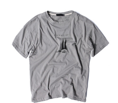 Καθαρό βαμβάκι T-shirt σε τρία χρώματα με απλικέ στο στήθος