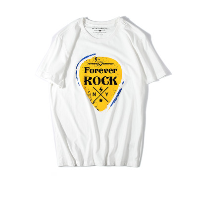 Δίχρωμη μπλούζα με κοντά μανίκια και την επιγραφή «Forever Rock»