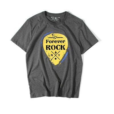 Δίχρωμη μπλούζα με κοντά μανίκια και την επιγραφή «Forever Rock»