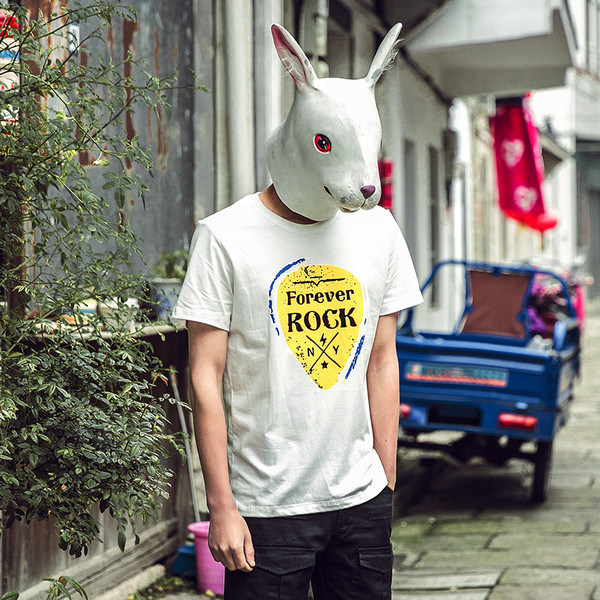 Δίχρωμη μπλούζα με κοντά μανίκια και την επιγραφή «Forever Rock»