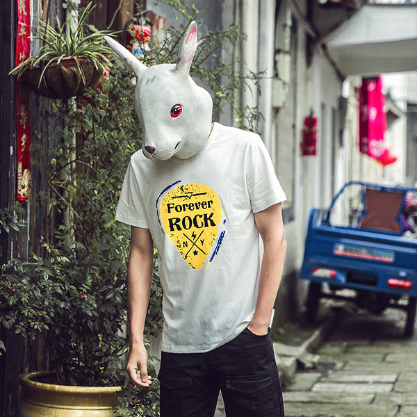 Δίχρωμη μπλούζα με κοντά μανίκια και την επιγραφή «Forever Rock»